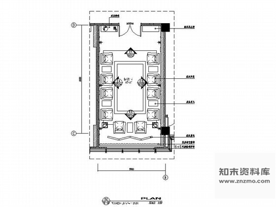 施工图40平方办公楼接待室装修图