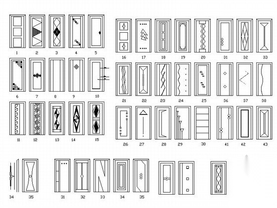 家装各式门立面CAD图块