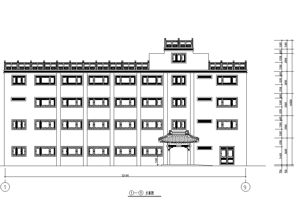 重庆中式古典多层宏声大酒店建筑设计施工图CAD