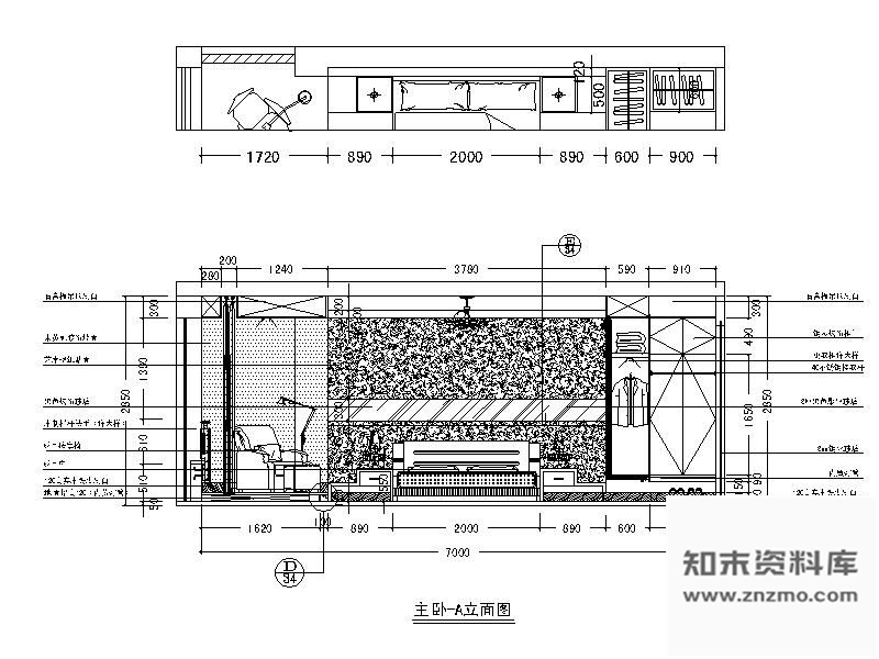 图块/节点温馨主卧立面图