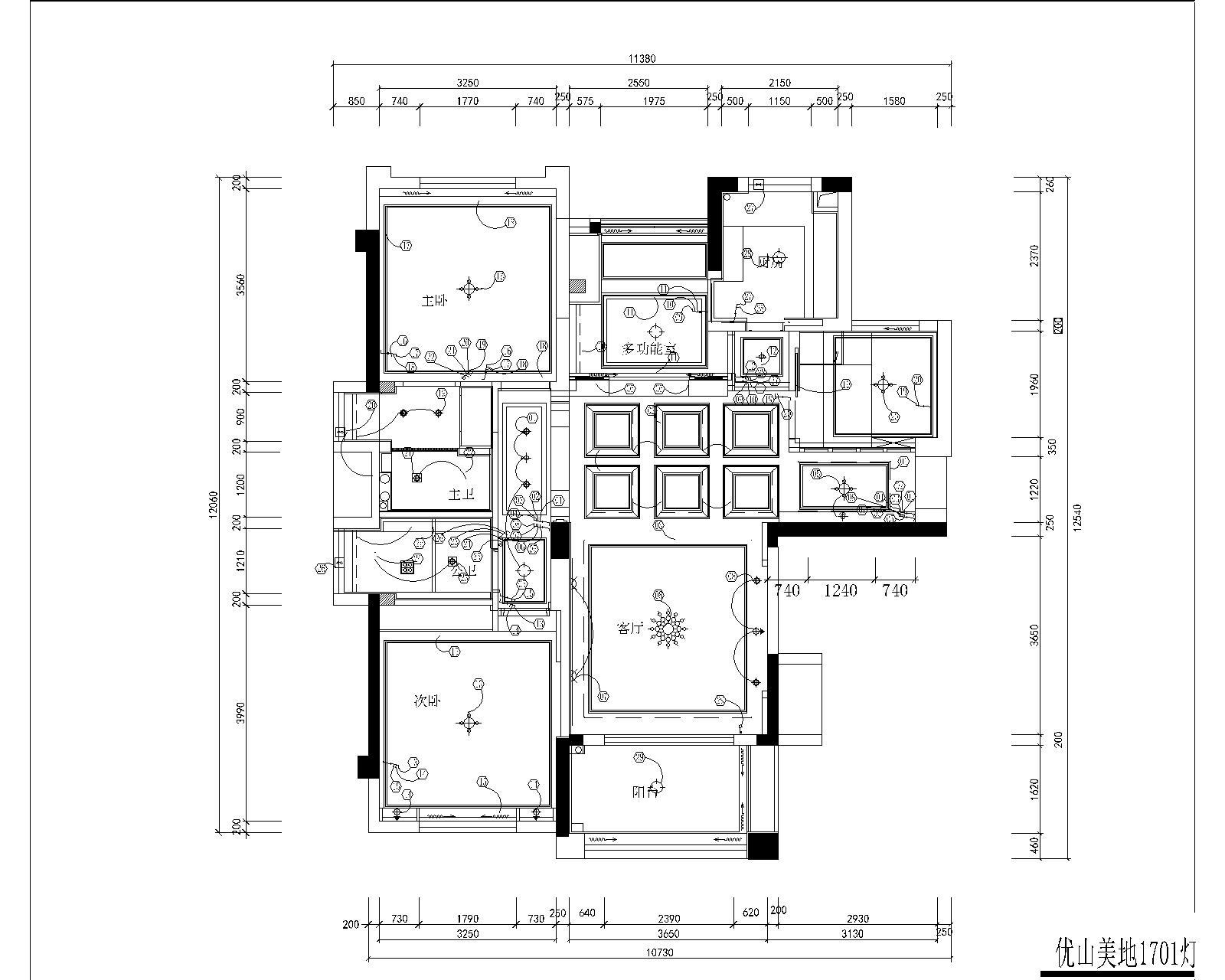 [北京]简约温馨三室三厅室内设计CAD施工图 平层