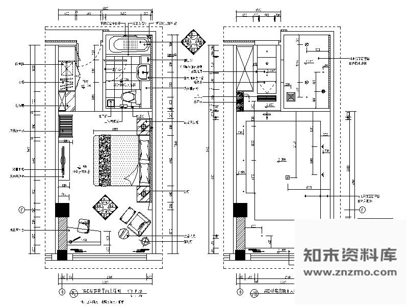 施工图某国际酒店双人客房室内装修图