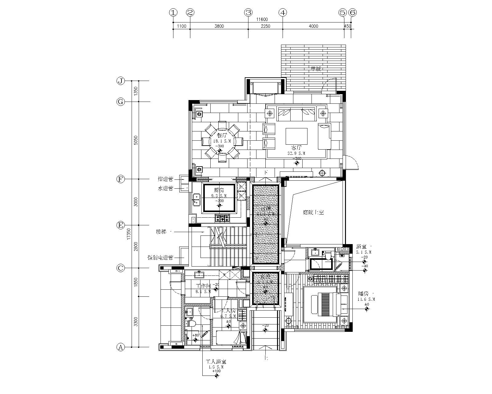 珠海华发水郡花园四居室别墅样板房施工图