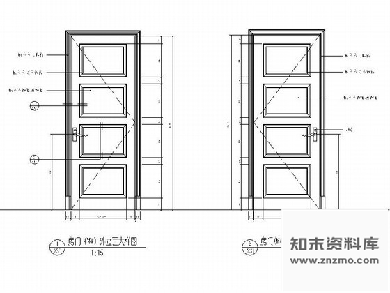 图块/节点实木线单扇房门详图 通用节点