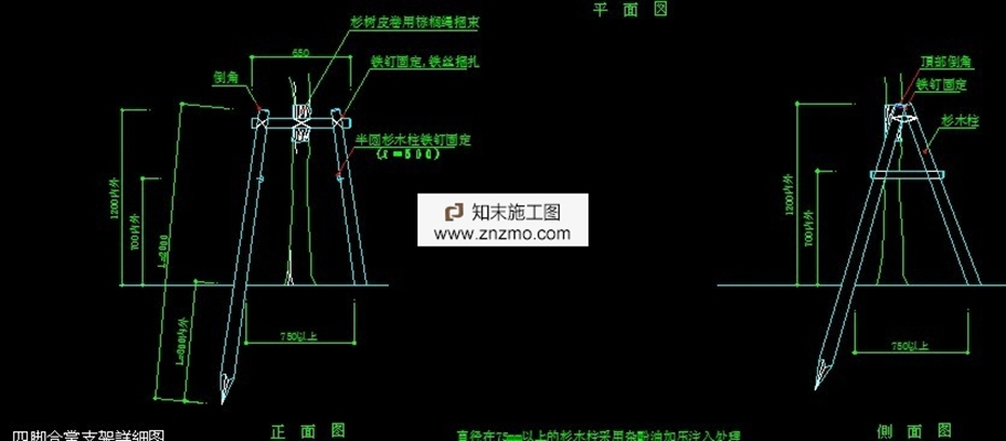 园林树木支架详图 cad2007