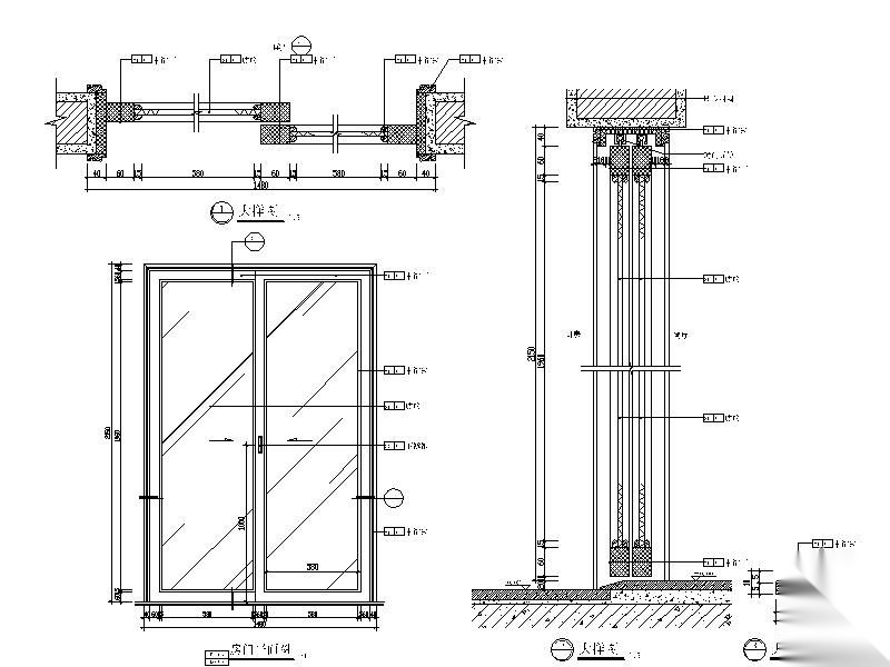 厨房玻璃门 详图 通用节点