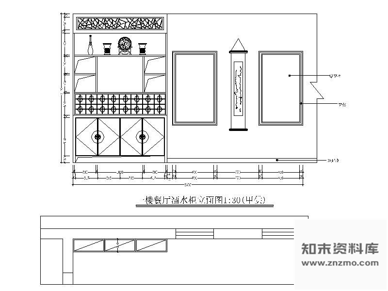 图块/节点中式餐厅餐柜立面图 柜类