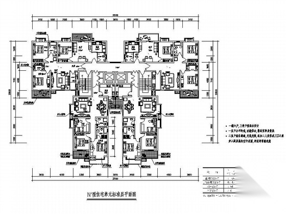 54套一梯六塔式住宅户型平面图