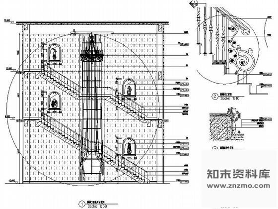 图块/节点欧式某会所楼梯间详图