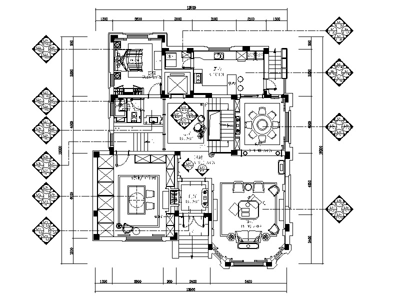 [江苏]豪华别墅设计全套CAD施工图（含效果图）