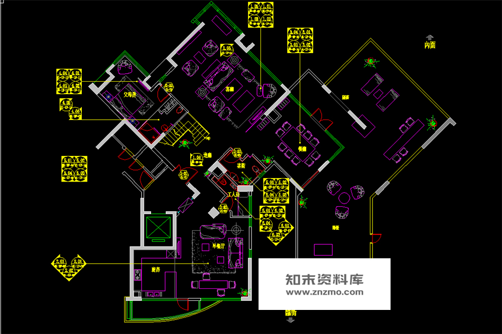 高文安—广州凯旋新世界复式户型样板间CAD施工图 别墅