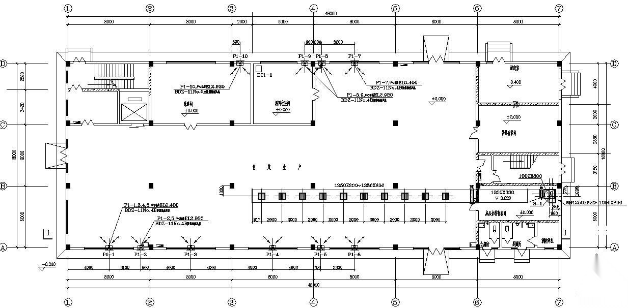 某涂料车间通风施工图 建筑暖通