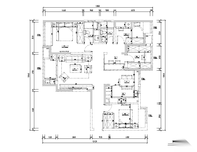 中央华城台湾风145平米住宅设计施工图（附效果图） 平层