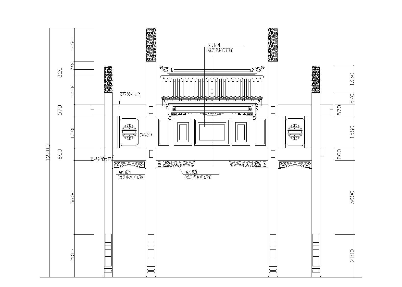 江南风格牌坊施工图纸_CAD 建筑通用节点