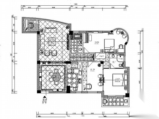 [浙江]高档小区三居室室内设计CAD施工图（含效果） 平层