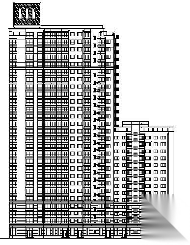 哈市某二十六层住宅楼建筑方案图