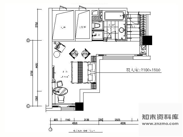 图块/节点酒店标准套房平面布置图