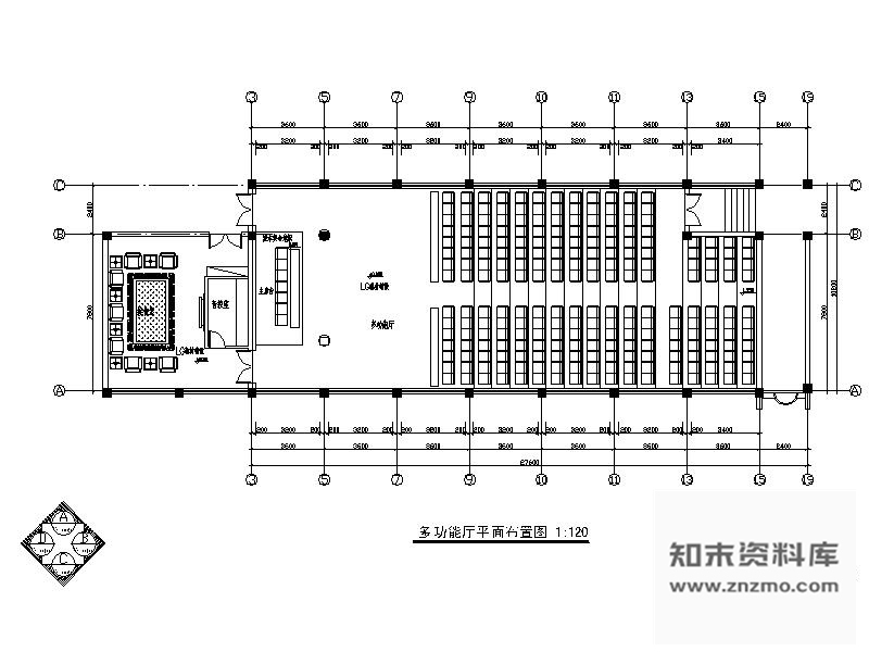 施工图杭州某小学多功能厅室内装修图含效果