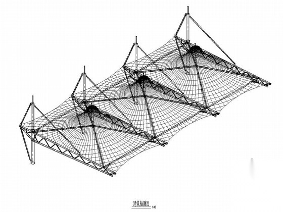 骨架支撑式膜结构看台遮阳膜及土建看台结构施工图（含建...