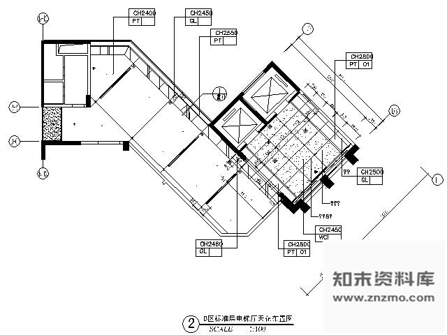 施工图五星酒店标准层电梯厅施工图