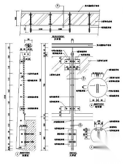 玻璃护栏详图