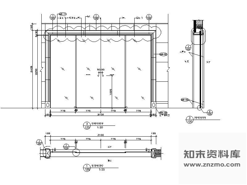 图块/节点样板房厨房趟门详图 通用节点