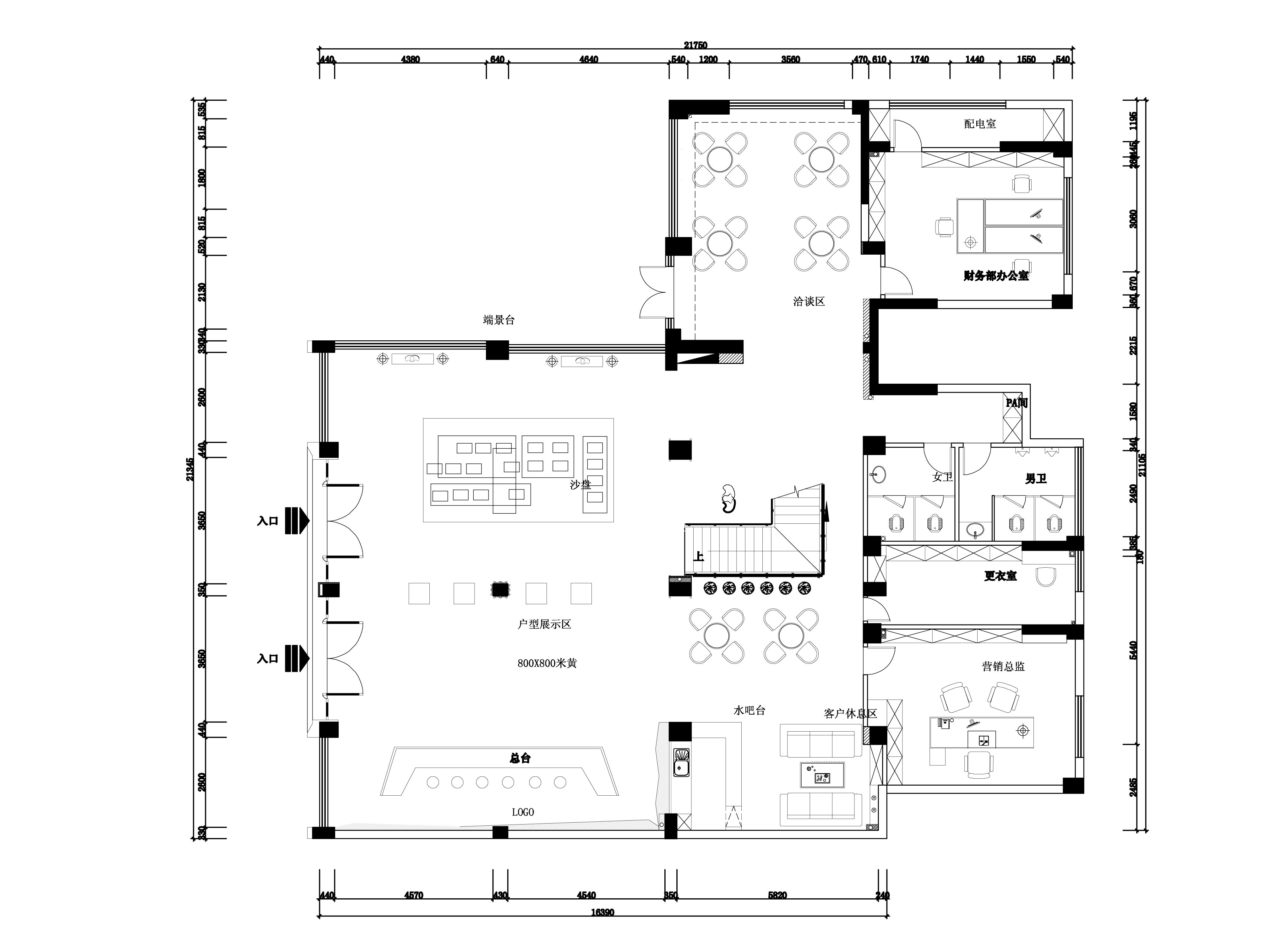 某大型房地产营销中心装修全套施工图（附效果图）