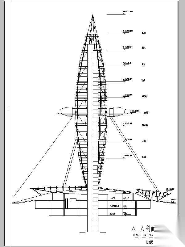 火箭型观光塔建筑设计方案初设图CAD