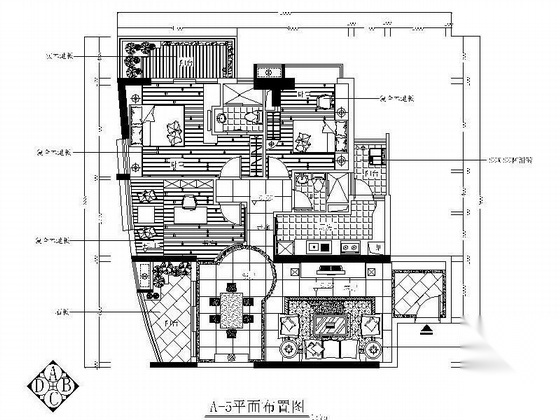 某现代三居施工图 平层