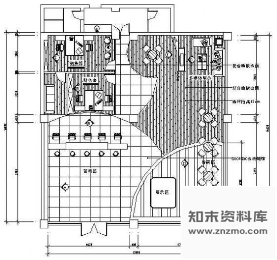 施工图某售楼中心、旅行社大厅装修图