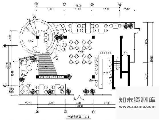 图块/节点办公空间平面图