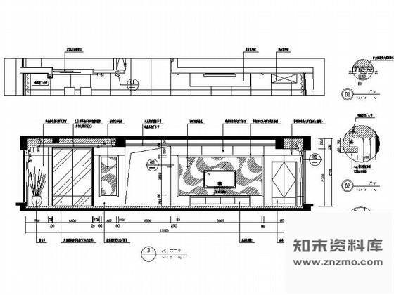 图块/节点客厅电视墙背景立面图