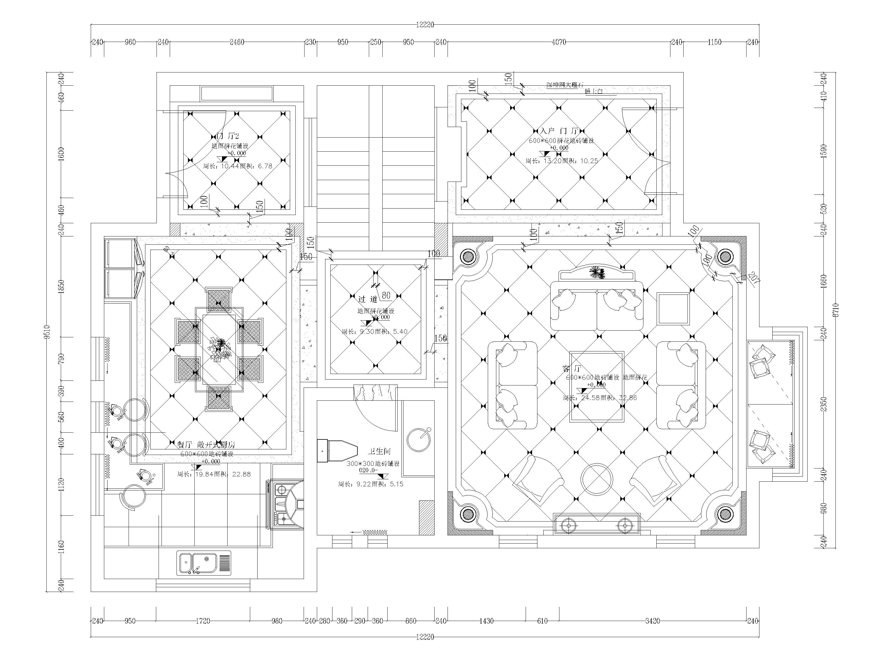 [湖南]325㎡欧式四居室三层别墅施工图+实景