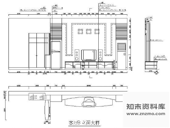 图块/节点电视机背景墙立面设计