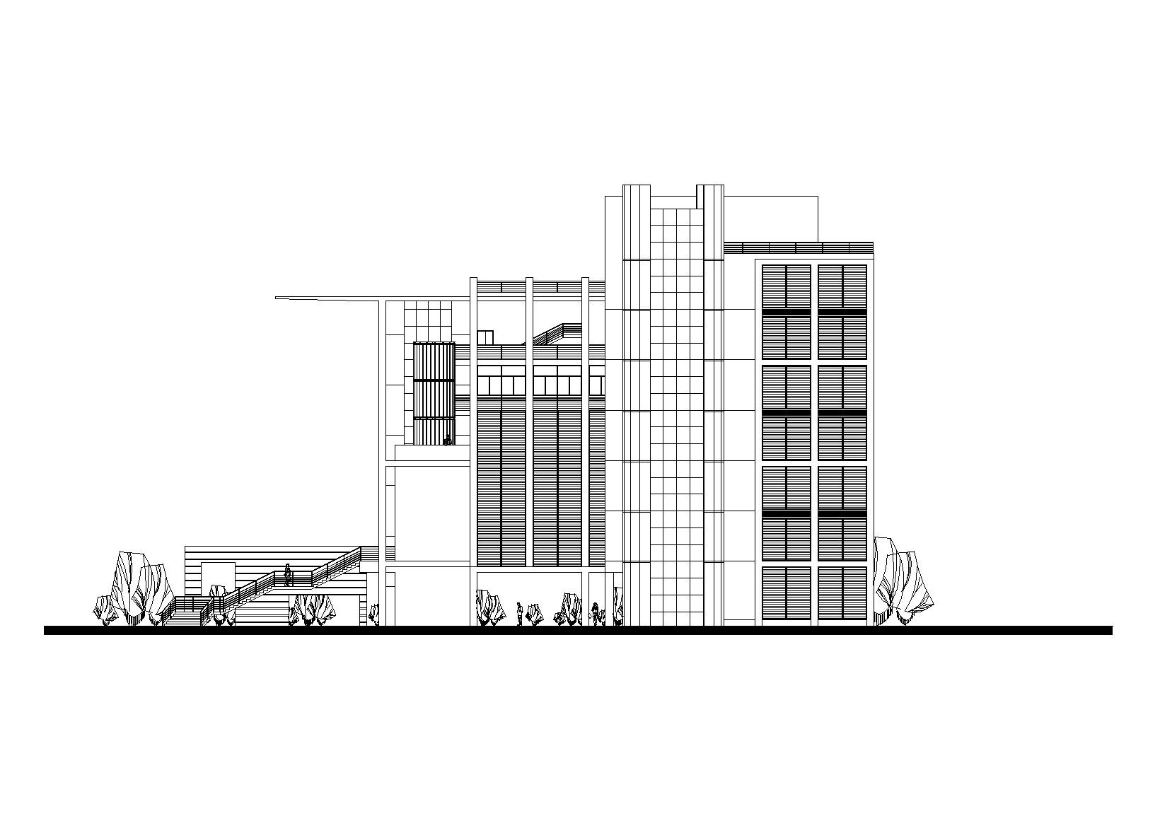 现代风格文化馆建筑施工图设计（CAD）