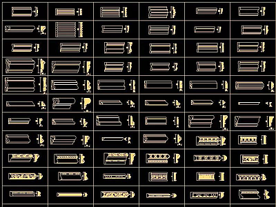 装饰线条CAD合集 天线条 腰线线条 踢脚线线条 石膏线条 柱头线条 各式线条