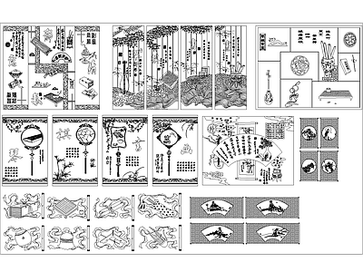 琴棋书画鼓钟磬笙笔砚 图库