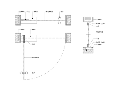 地弹簧玻璃门 节点图 通用节点