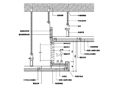 现代石膏板吊顶节点图 灯槽带风口造型