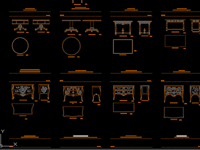 欧式古典家具三视图 灯具cad