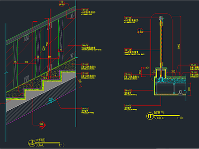 各种楼梯扶手及栏杆大样施工图