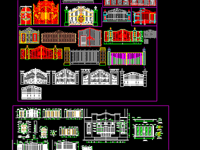 铁艺大门CAD图块 施工图
