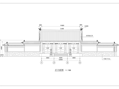 王府大门立面图 施工图