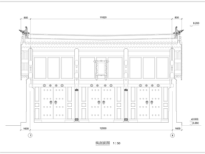 王府大门立面图2 施工图