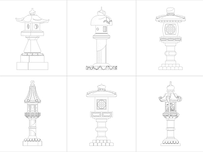 景观石灯立面CAD 施工图 景观小品