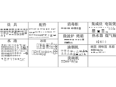 厨房用品图块 施工图