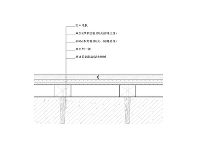 实木地板剖面节点大样图 专用龙骨基层 施工图