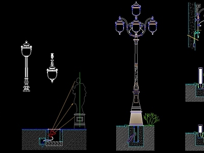 精品 户外灯具 景观灯 地灯 路灯 节点详图 施工图