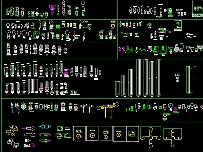 各种灯具配件CAD图纸 施工图
