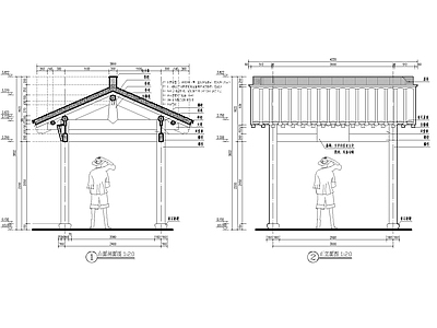 苏式古建筑 仿古木结构 木建筑 天正T20版本 全套图纸 双面坡 四角亭 施工图